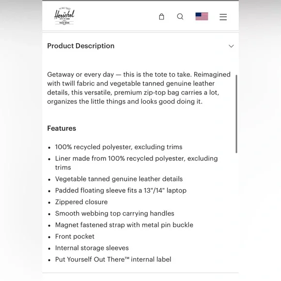 Herschel Retreat Tote Navy Blue 20L - Picture 8 of 8